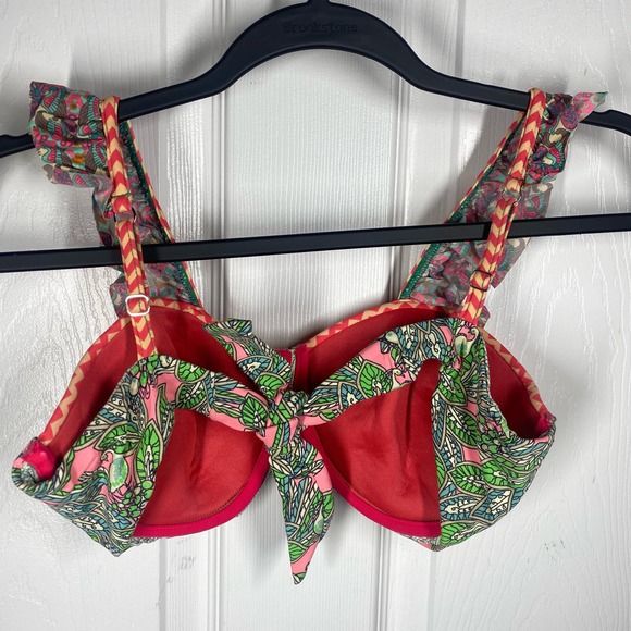 Maaji Peacock Ruffle Bikini Top Green Pink Womens Size XL - Picture 4 of 6